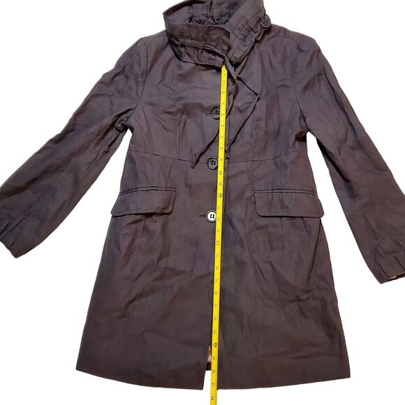 Ann Taylor Loft Long Lined Ruffle Collar Women's Button Sz S Petite Jacket - Picture 2 of 13